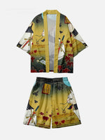Charger l'image dans la galerie, Ensemble Kimono Short 'Chat Samouraï'
