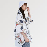 Charger l'image dans la galerie, Veste Kimono Blanche Motifs Grues 'Oya Gacha'