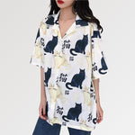 Charger l'image dans la galerie, Chemisier Style Japonais Motif Chat 'Nichino'
