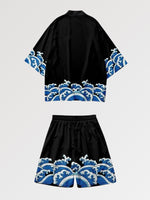 Charger l'image dans la galerie, Ensemble Kimono Short 'Blue Wave'
