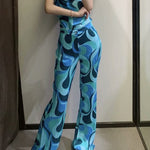Charger l'image dans la galerie, Pantalon Bleu Jambe Large Femme 'Shizuoka'
