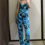Charger l'image dans la galerie, Pantalon Bleu Jambe Large Femme 'Shizuoka'
