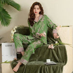 Charger l'image dans la galerie, Pyjama Japonais en Soie Vert
