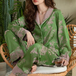 Charger l'image dans la galerie, Pyjama Japonais en Soie Vert
