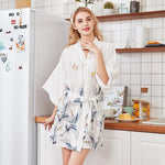 Charger l'image dans la galerie, Pyjama Style Kimono Blanc Grue du Japon

