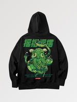Charger l'image dans la galerie, Sweat à capuche Poulpe Vert Ecriture Japonaise 'Furiku'
