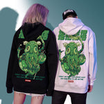 Charger l'image dans la galerie, Sweat à capuche Poulpe Vert Ecriture Japonaise 'Furiku'
