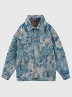 Charger l'image dans la galerie, Veste en Jean Bleue Imprimé Floral 'Koyuki'
