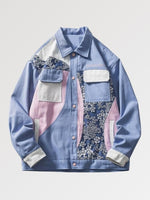 Charger l'image dans la galerie, Veste en Jean Violette Motifs Floral 'Teppei'
