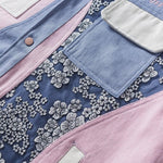 Charger l'image dans la galerie, Veste en Jean Violette Motifs Floral 'Teppei'
