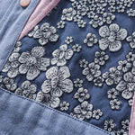 Charger l'image dans la galerie, Veste en Jean Violette Motifs Floral 'Teppei'
