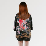 Charger l'image dans la galerie, Veste Kimono Femme Carpe Rouge 'Jinryu'
