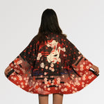 Charger l'image dans la galerie, Veste Kimono Femme Motif Kitsune 'Goto'
