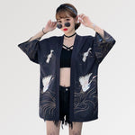 Charger l'image dans la galerie, Veste Kimono Femme Motifs Grues 'Banpresto'
