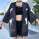 Charger l'image dans la galerie, Veste Kimono Femme Motifs Grues 'Banpresto'
