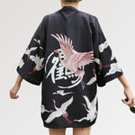 Charger l'image dans la galerie, Veste Kimono Femme Motifs Grues 'Kamen Rider'
