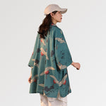 Charger l'image dans la galerie, Veste Kimono Femme Vert Turquoise 'Ussei Wa'
